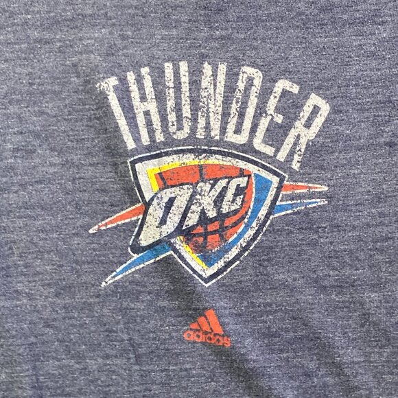 Adidas OKC Thunder Basketball Womens Cap Sleeve Blue T-Shirt Size M - Picture 2 of 9